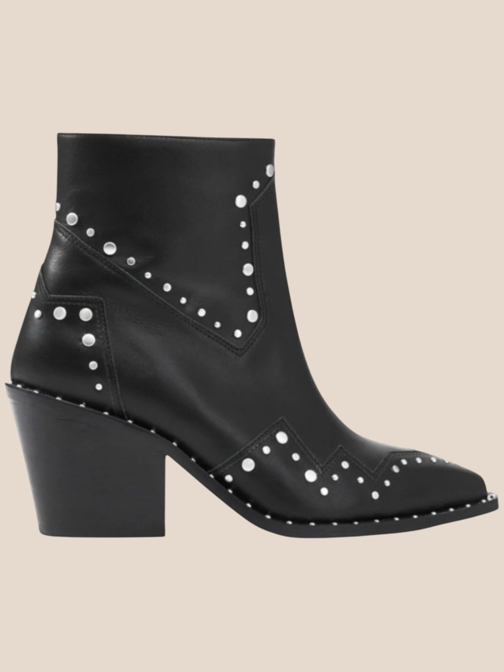 The Kooples Paris Santiago Western Black Ankle Boots with Studs Size EU 37 NIB